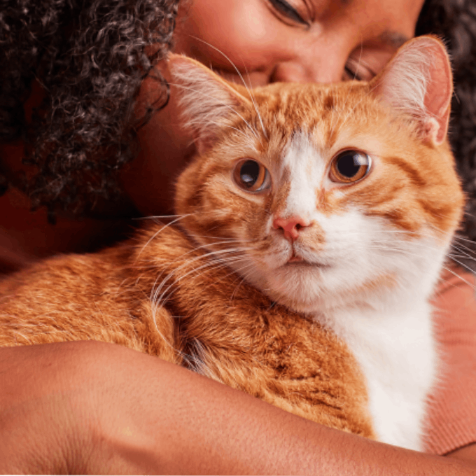 Embrace Pet Insurance woman embracing cat