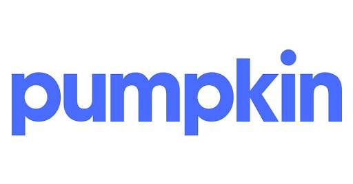 Pumpkin Pet Insurance Logo, Blue text with a white background