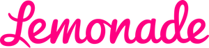 The word "lemonade" written in pink on a transparent background logo